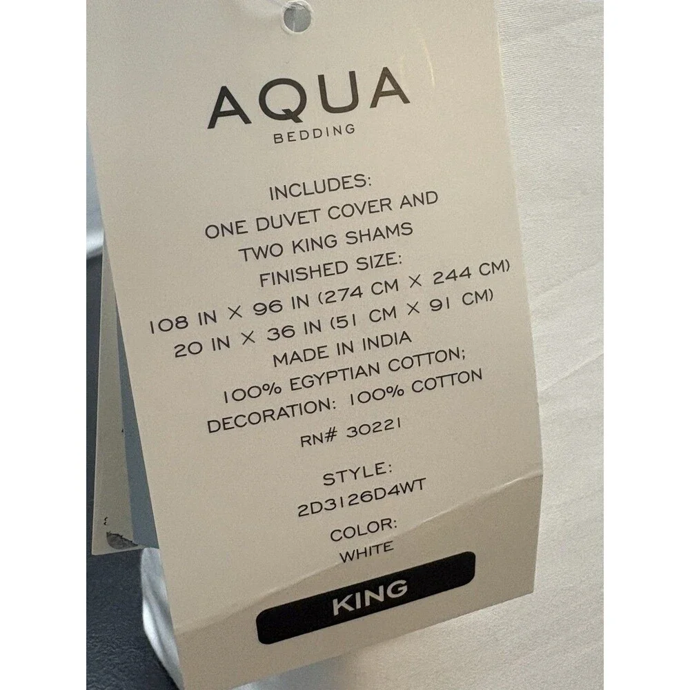 Aqua Bedding White Lace Duvet Cotton Set KING